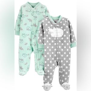 Fleece Footie Pajamas | Simple Joys by Carter's Baby Fleece Footed | 2 Pack EUC